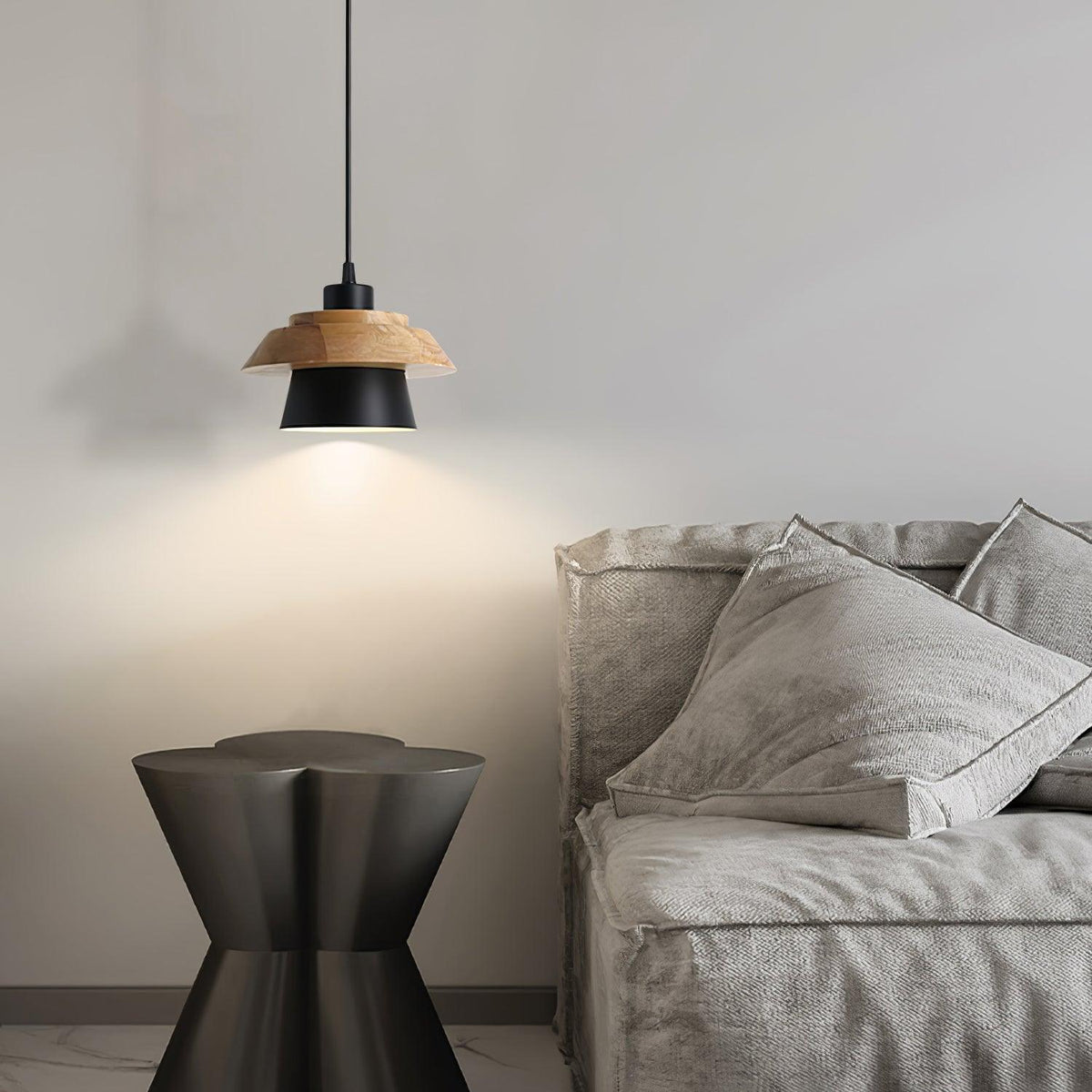 Morrowe lámpara colgante Stone de madera