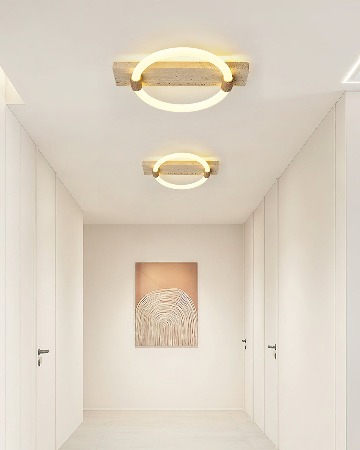 Elmaryra aplique de pared anillado de travertino / lámpara de techo