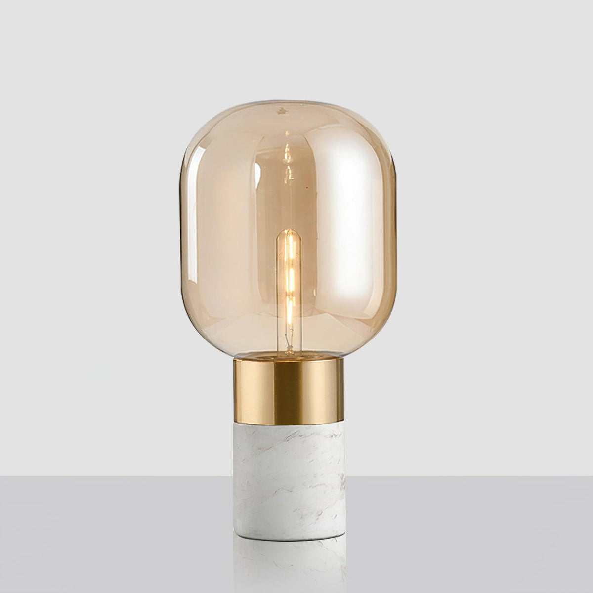 Aurdoren lámpara de mesa minimalista de mármol y vidrio ámbar para escritorio