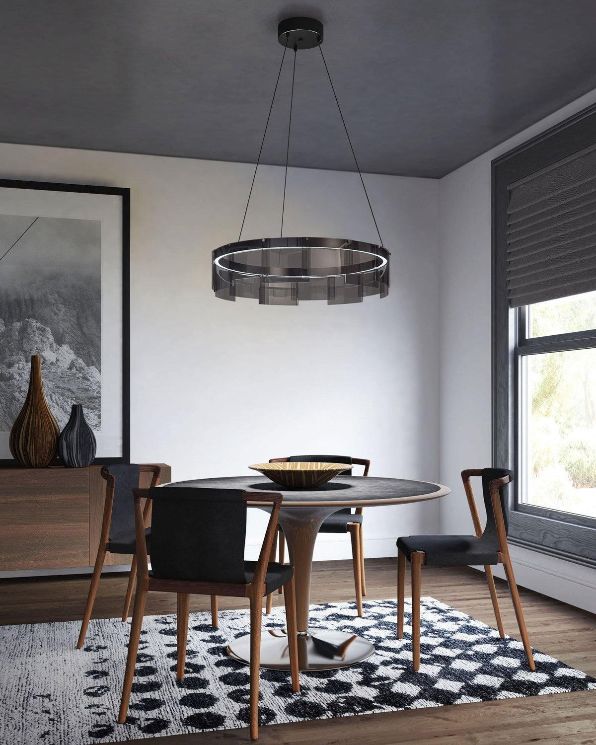 Eireriel lámpara de araña moderna de vidrio negro LED