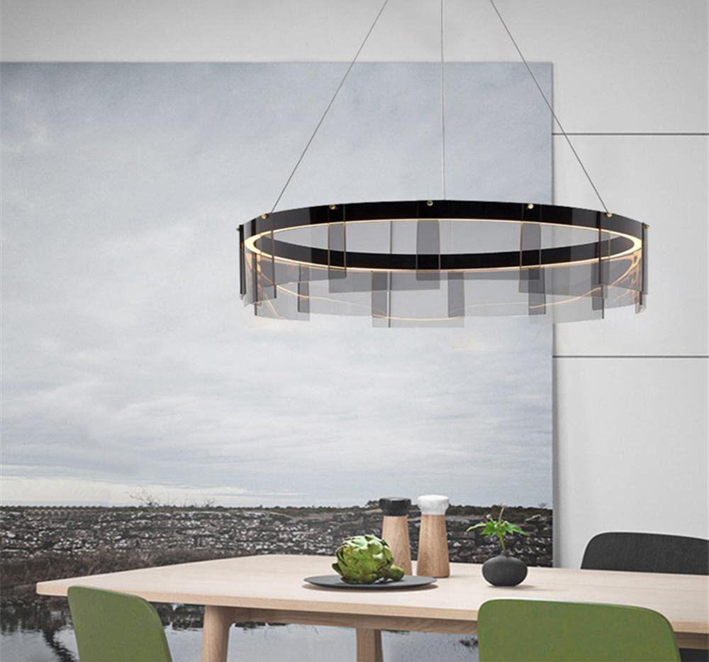 Eireriel lámpara de araña moderna de vidrio negro LED