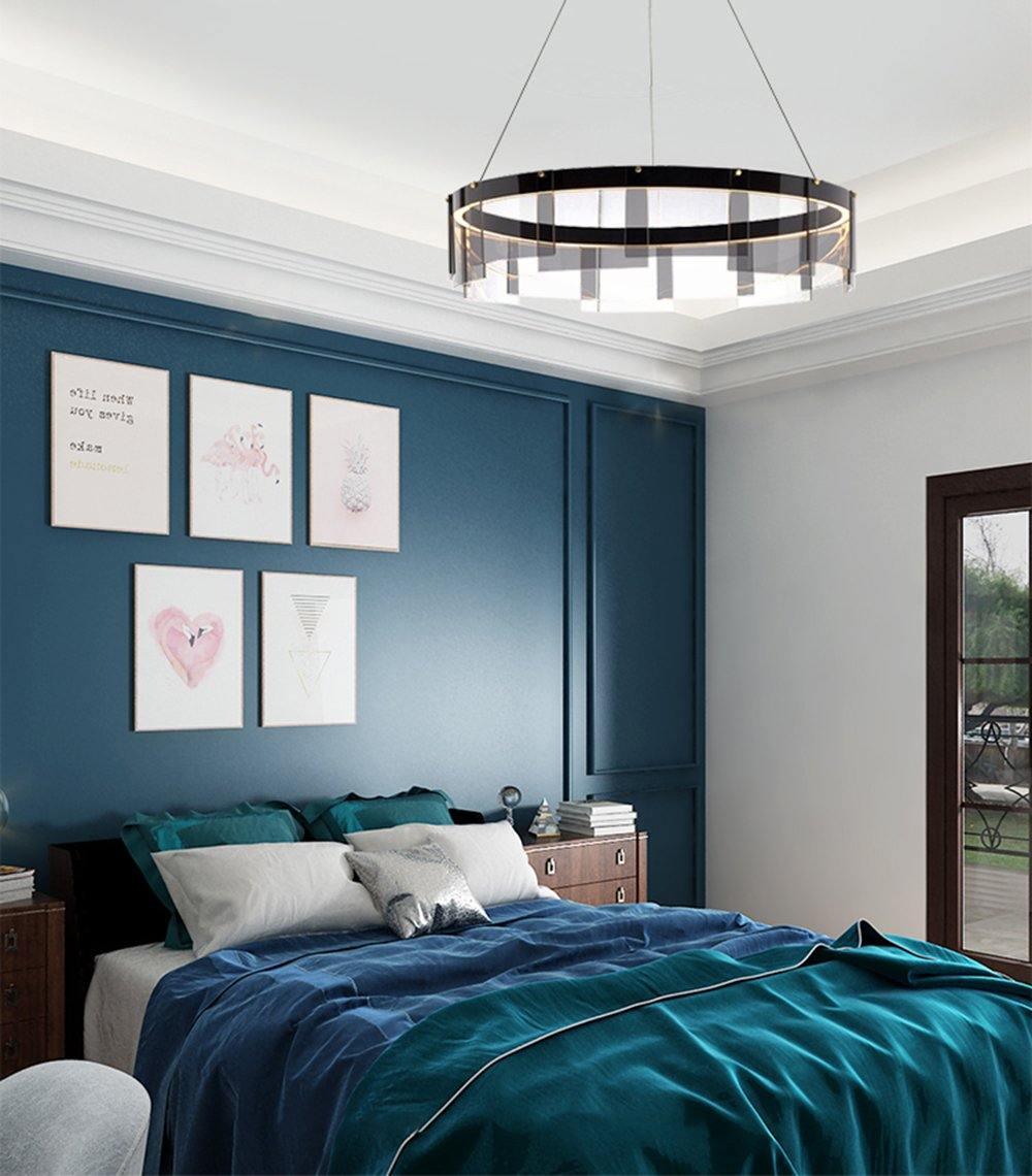 Eireriel lámpara de araña moderna de vidrio negro LED