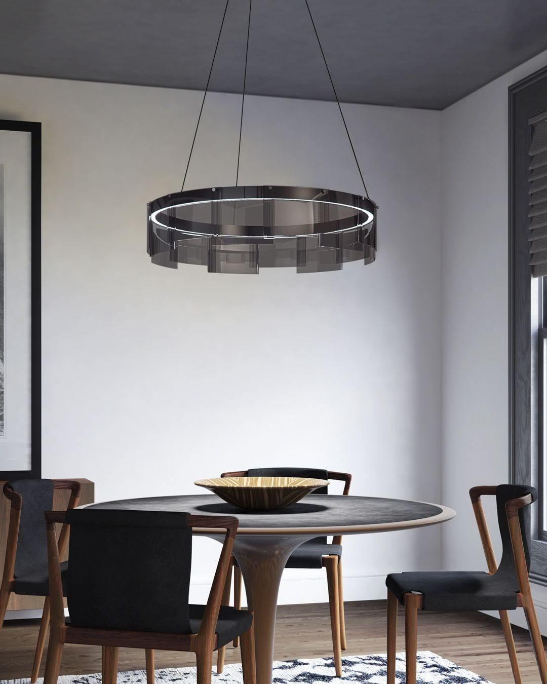 Eireriel lámpara de araña moderna de vidrio negro LED