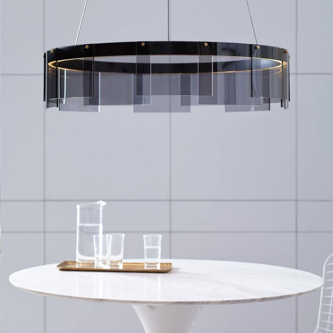 Eireriel lámpara de araña moderna de vidrio negro LED