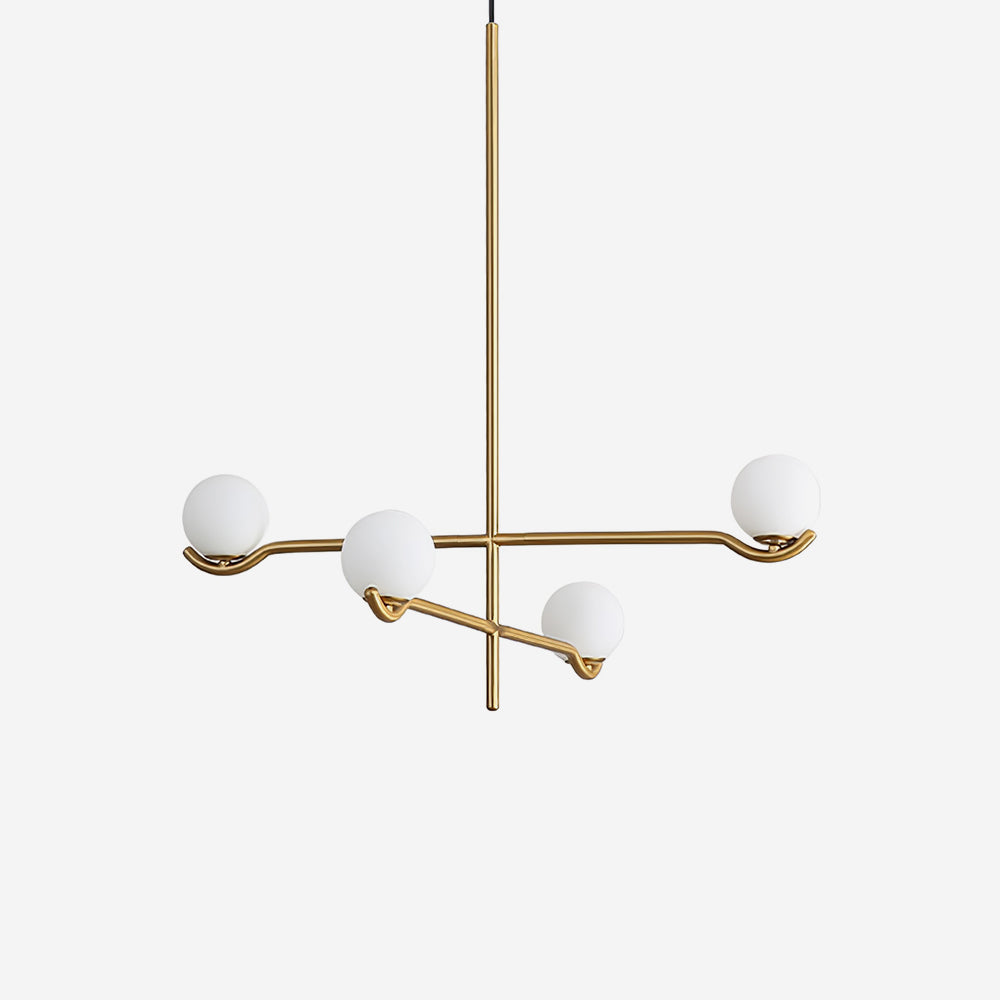 Elvian lámpara de araña Globo blanco latón minimalista