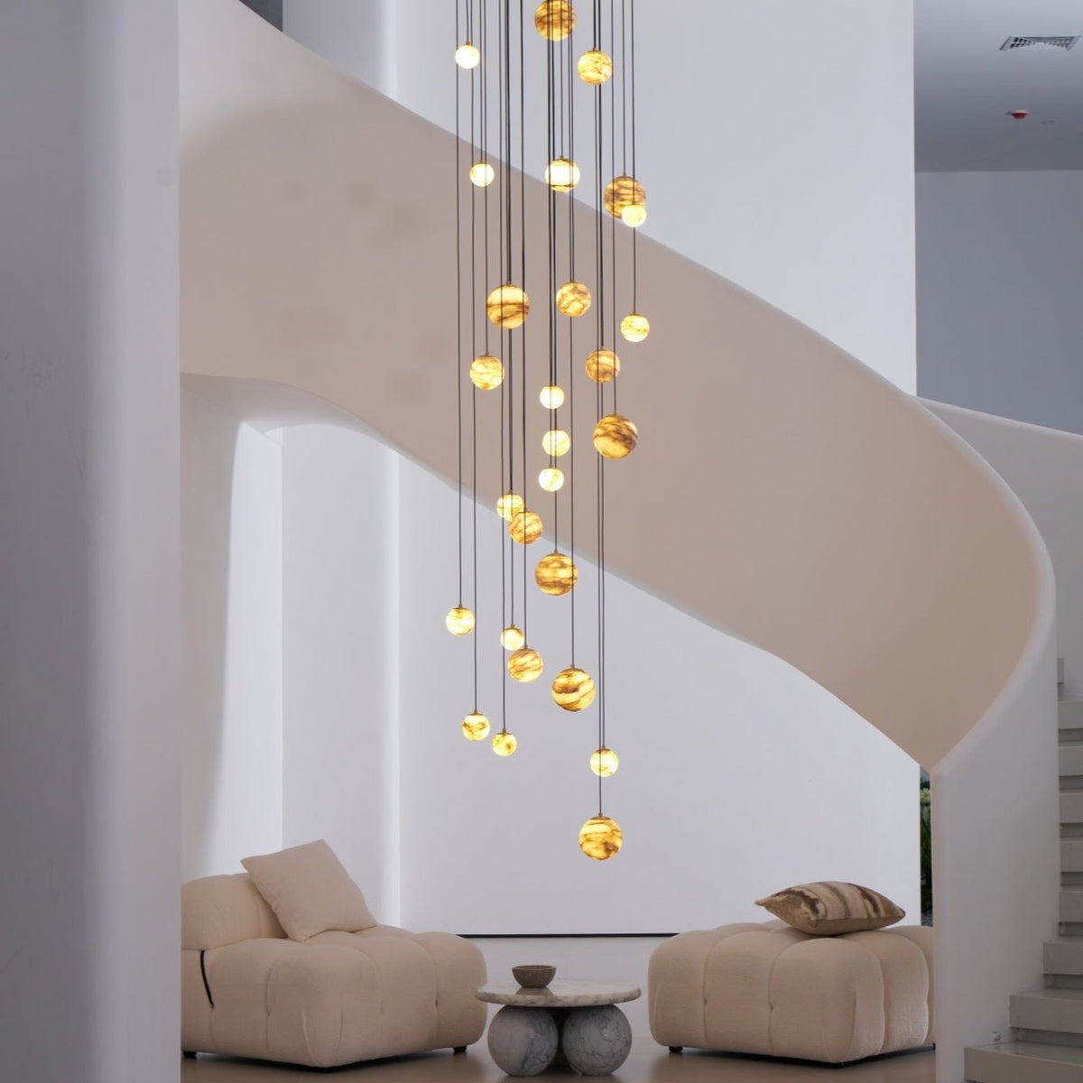 LUX lámpara de araña alabastro Cluster Escalera