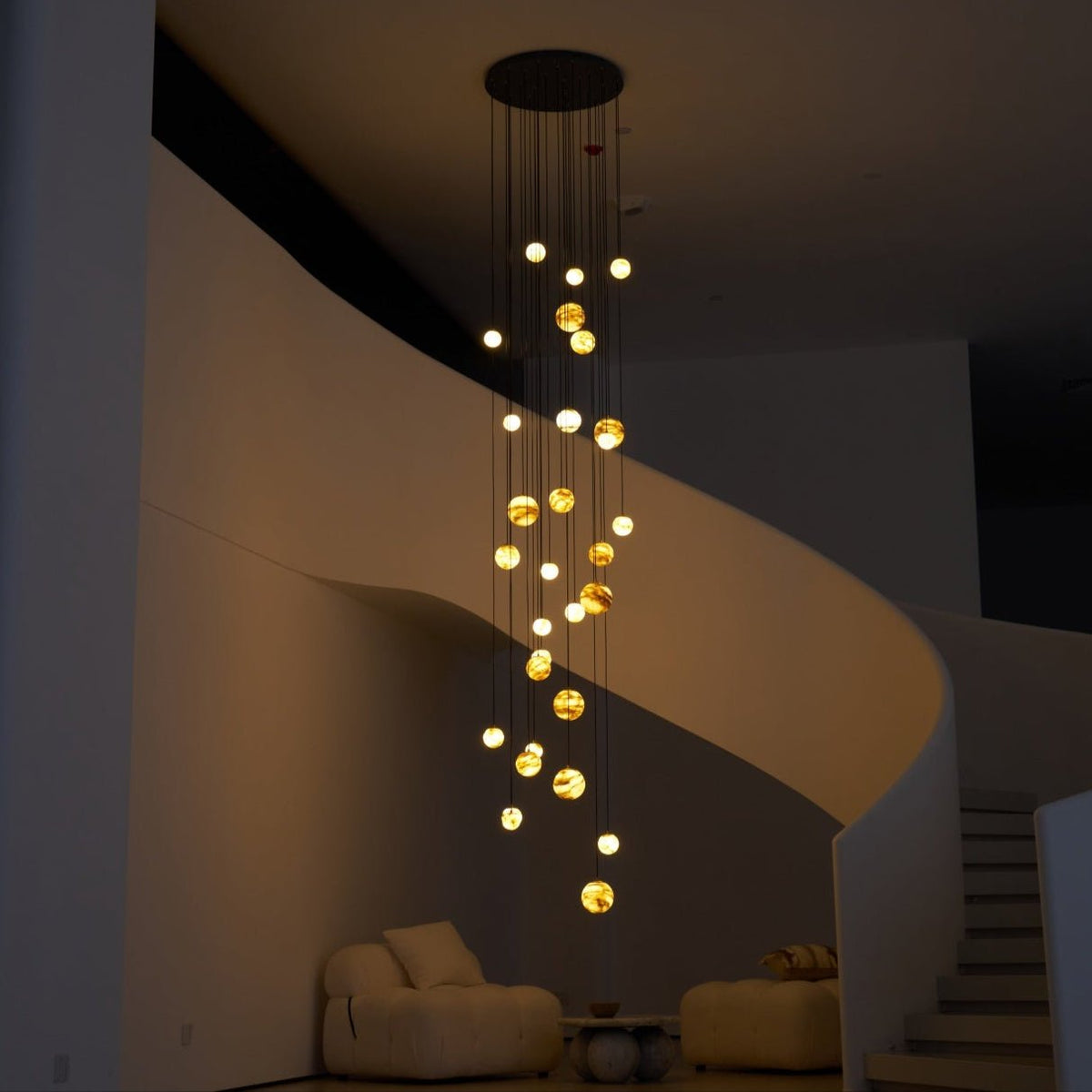 LUX lámpara de araña alabastro Cluster Escalera