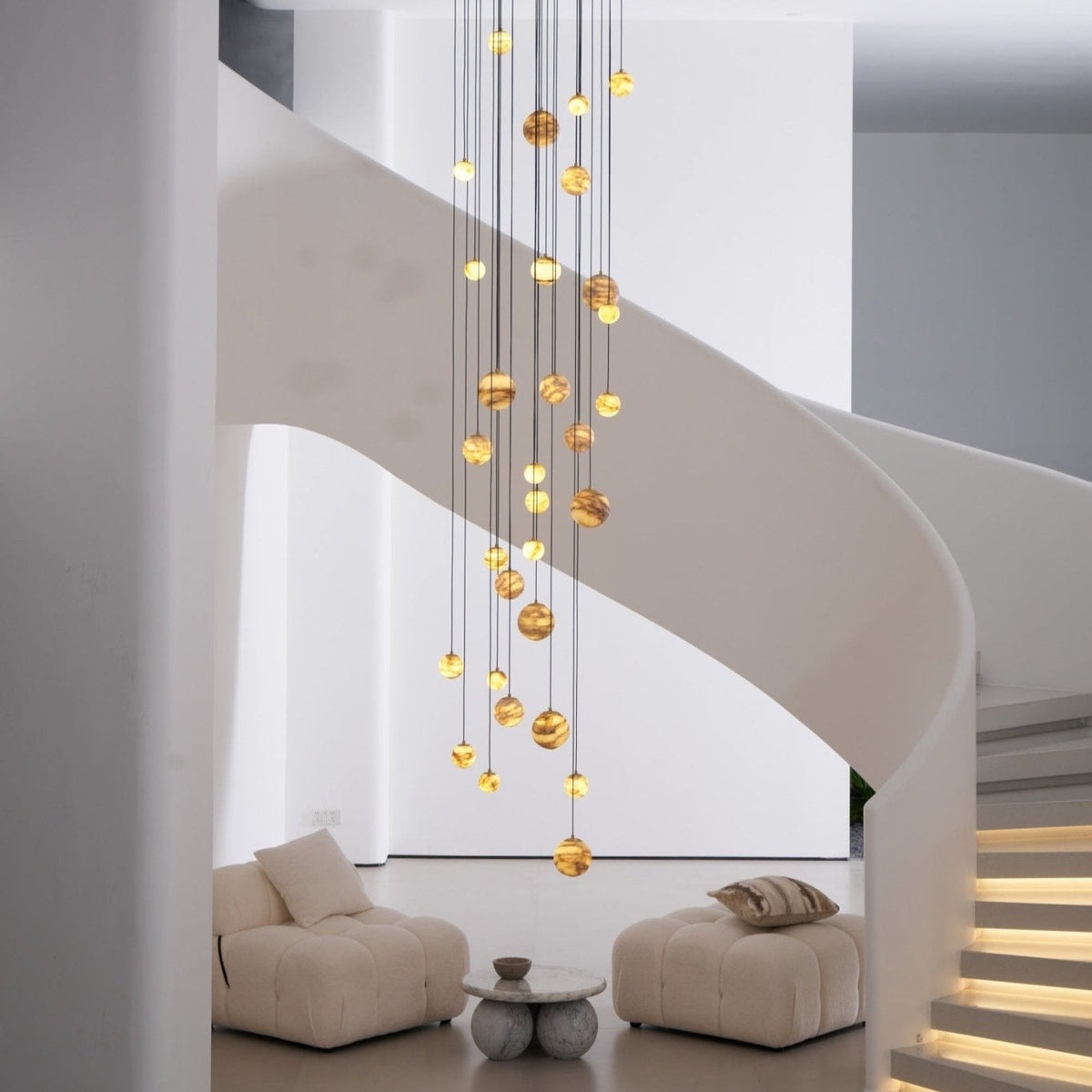 LUX lámpara de araña alabastro Cluster Escalera