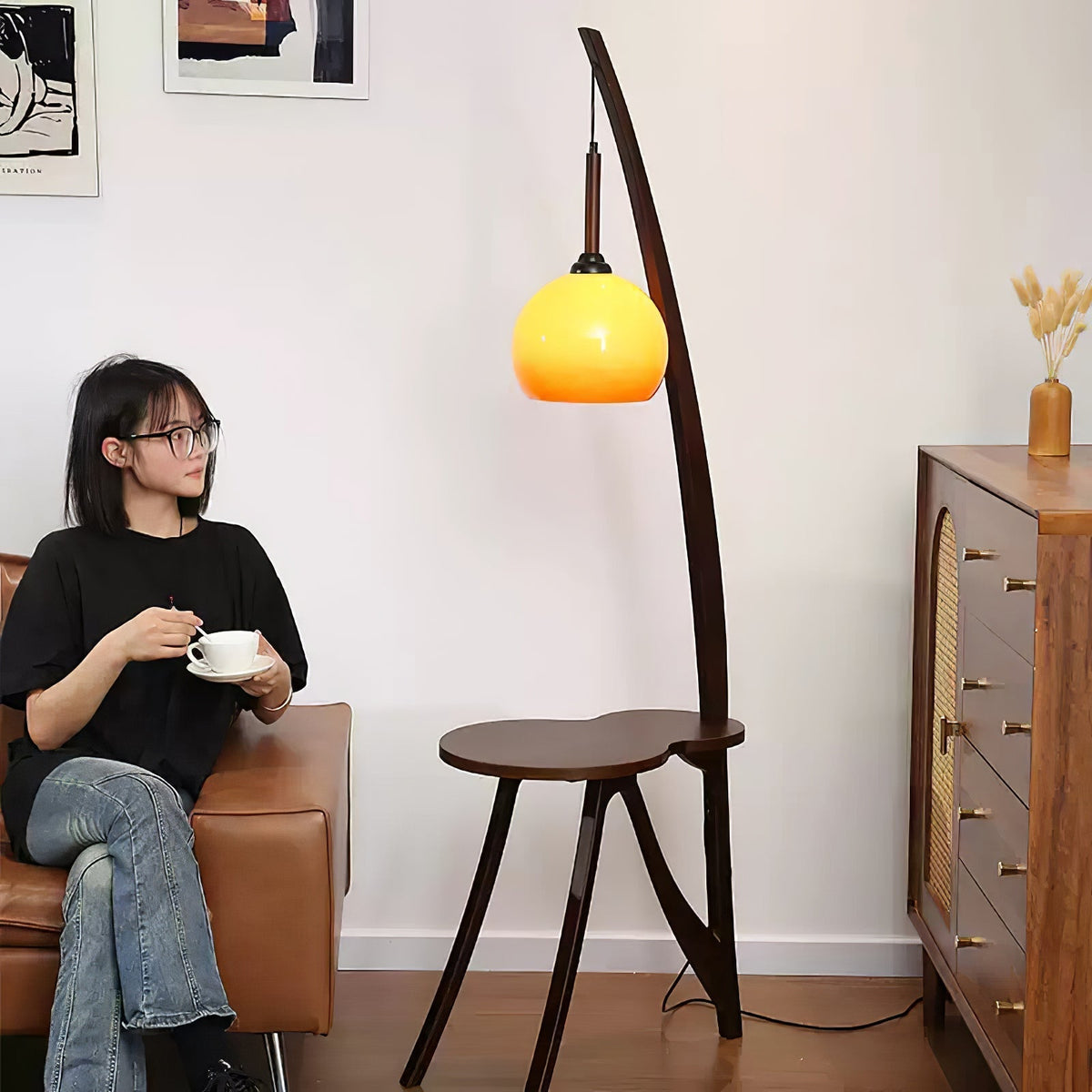 Natura lámpara de pie de madera