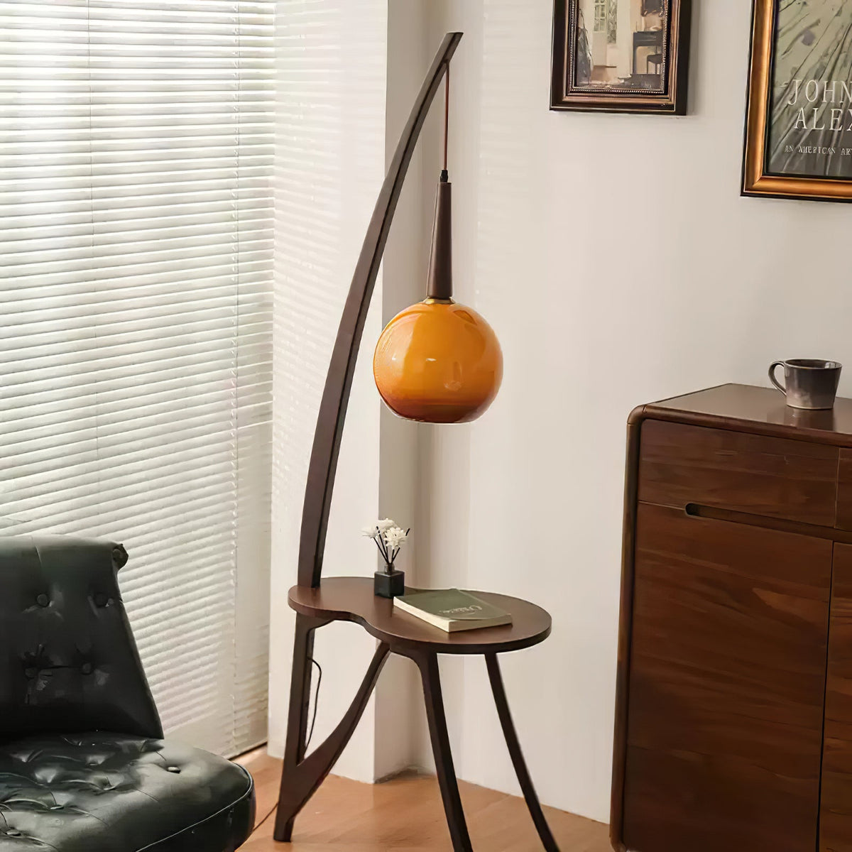 Natura lámpara de pie de madera