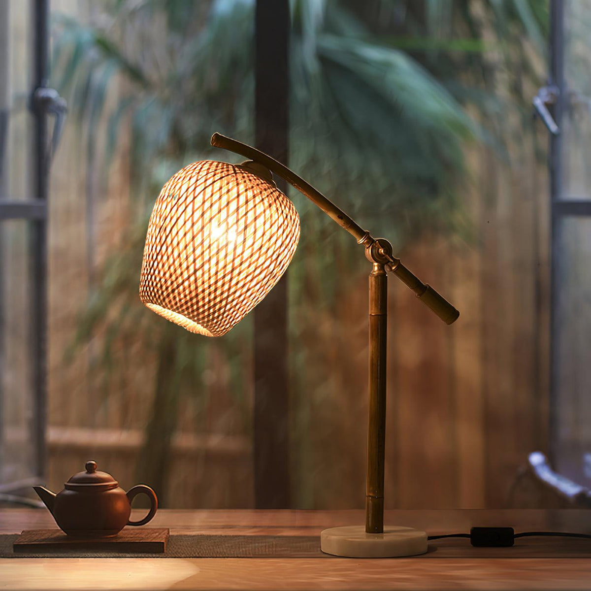 Zanell lámpara de mesa de bambú estilo zen
