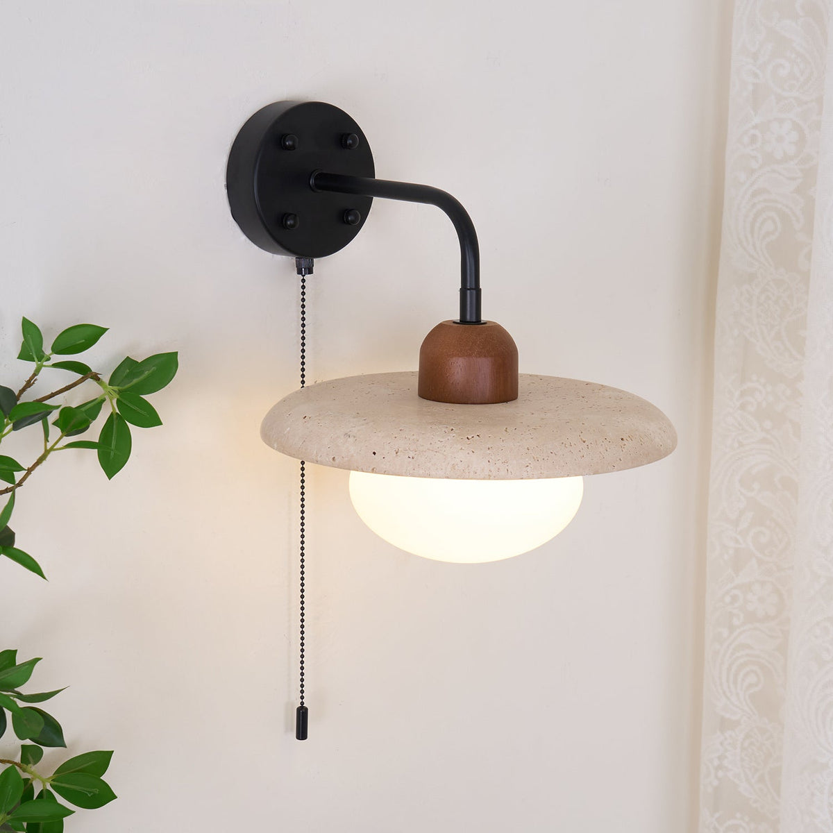 Tavivette aplique de pared travertino Interruptor Cadena