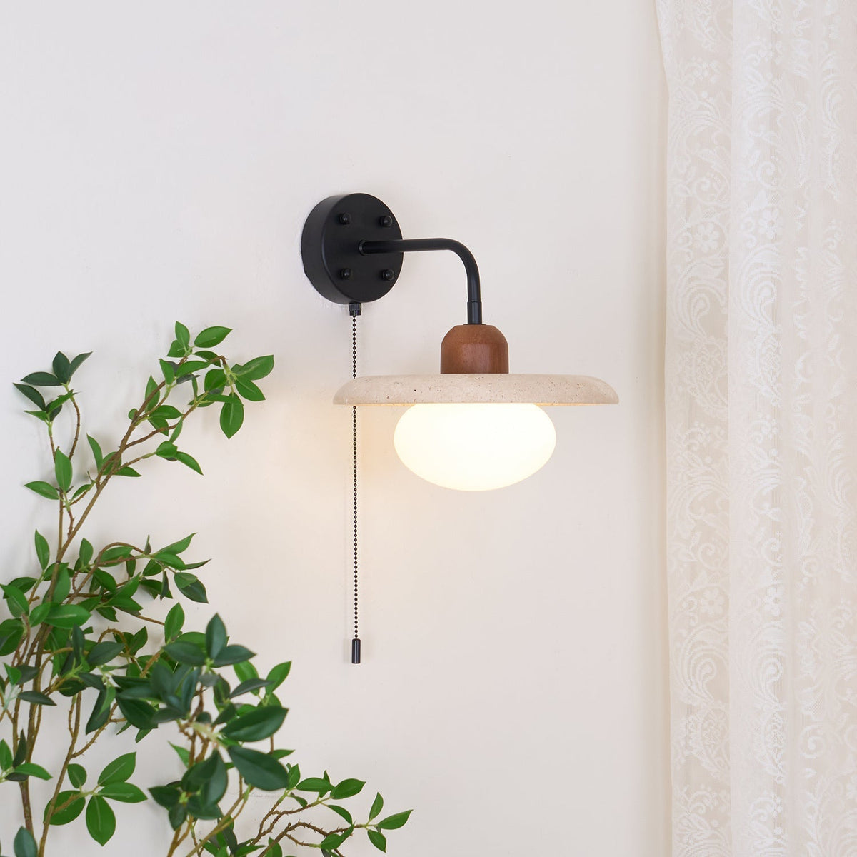 Tavivette aplique de pared travertino Interruptor Cadena