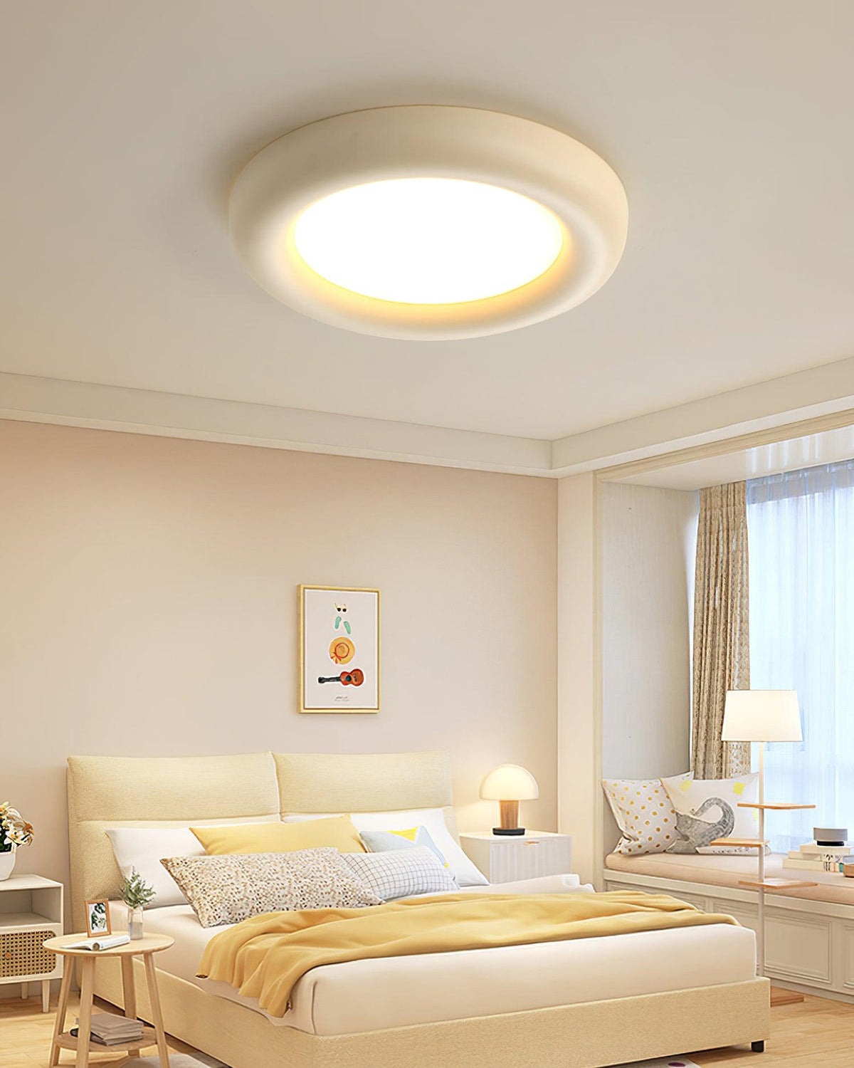 Lámpara de techo beige minimalista con florón