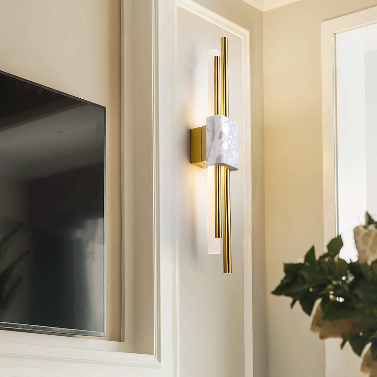 Evely aplique de pared Premium nórdico de arte con acabados en mármol enchufable