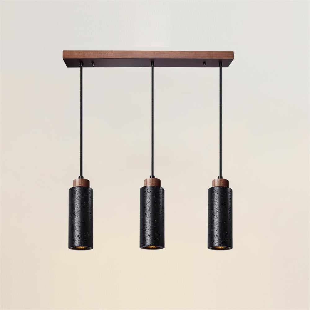 Nerova lámpara colgante minimalista de madera con acabado en travertino