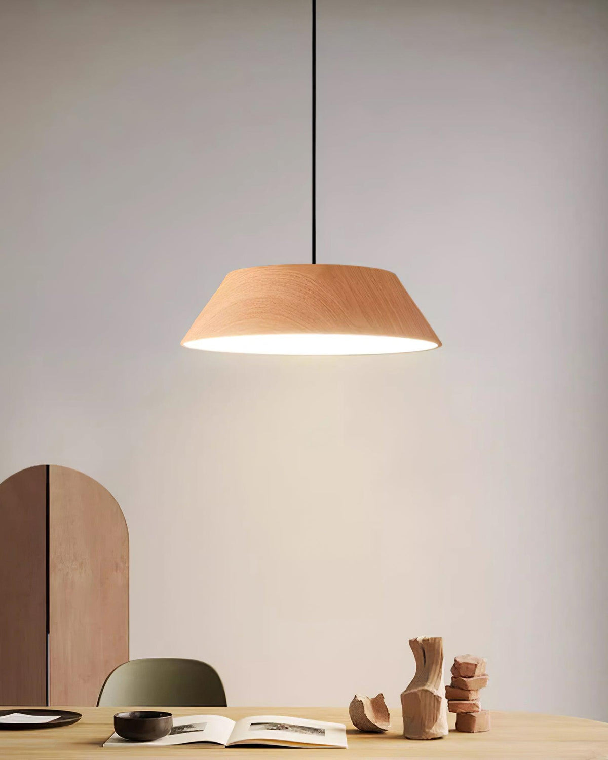Novain lámpara colgante de madera con grano de madera