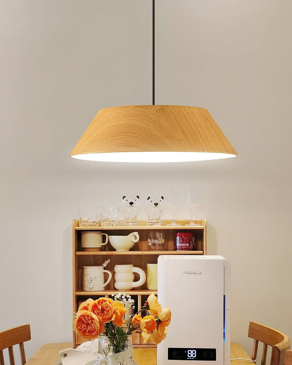 Novain lámpara colgante de madera con grano de madera