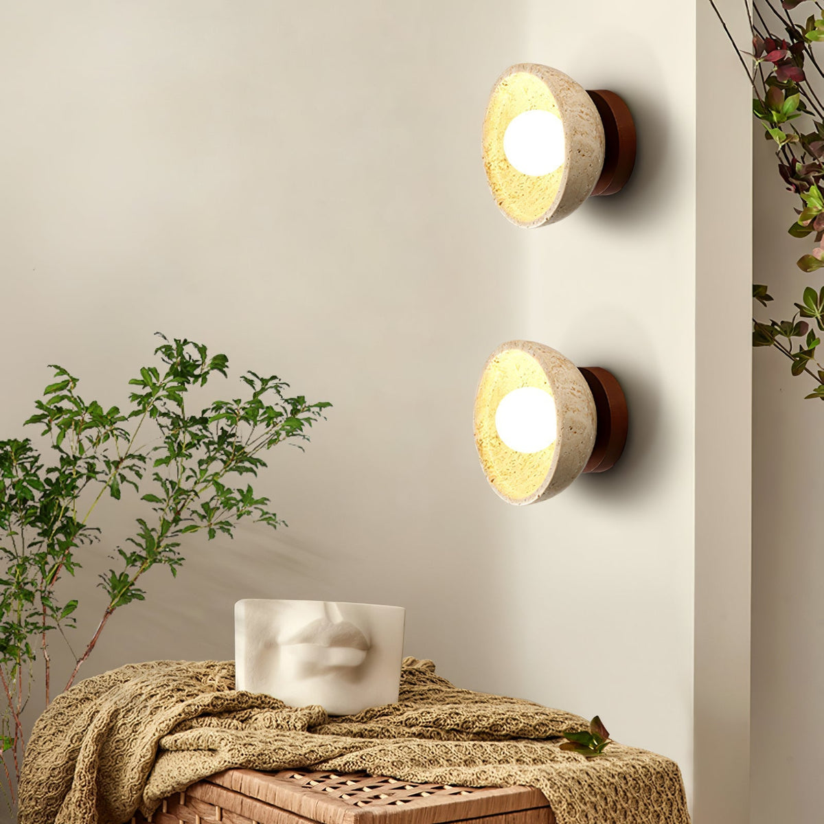 Nalen aplique de pared de medio cúpula en travertino