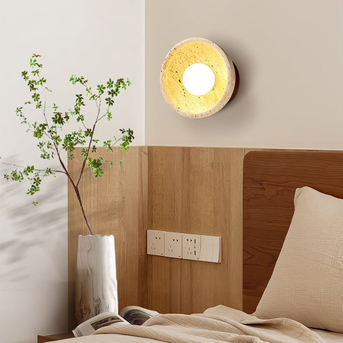 Nalen aplique de pared de medio cúpula en travertino