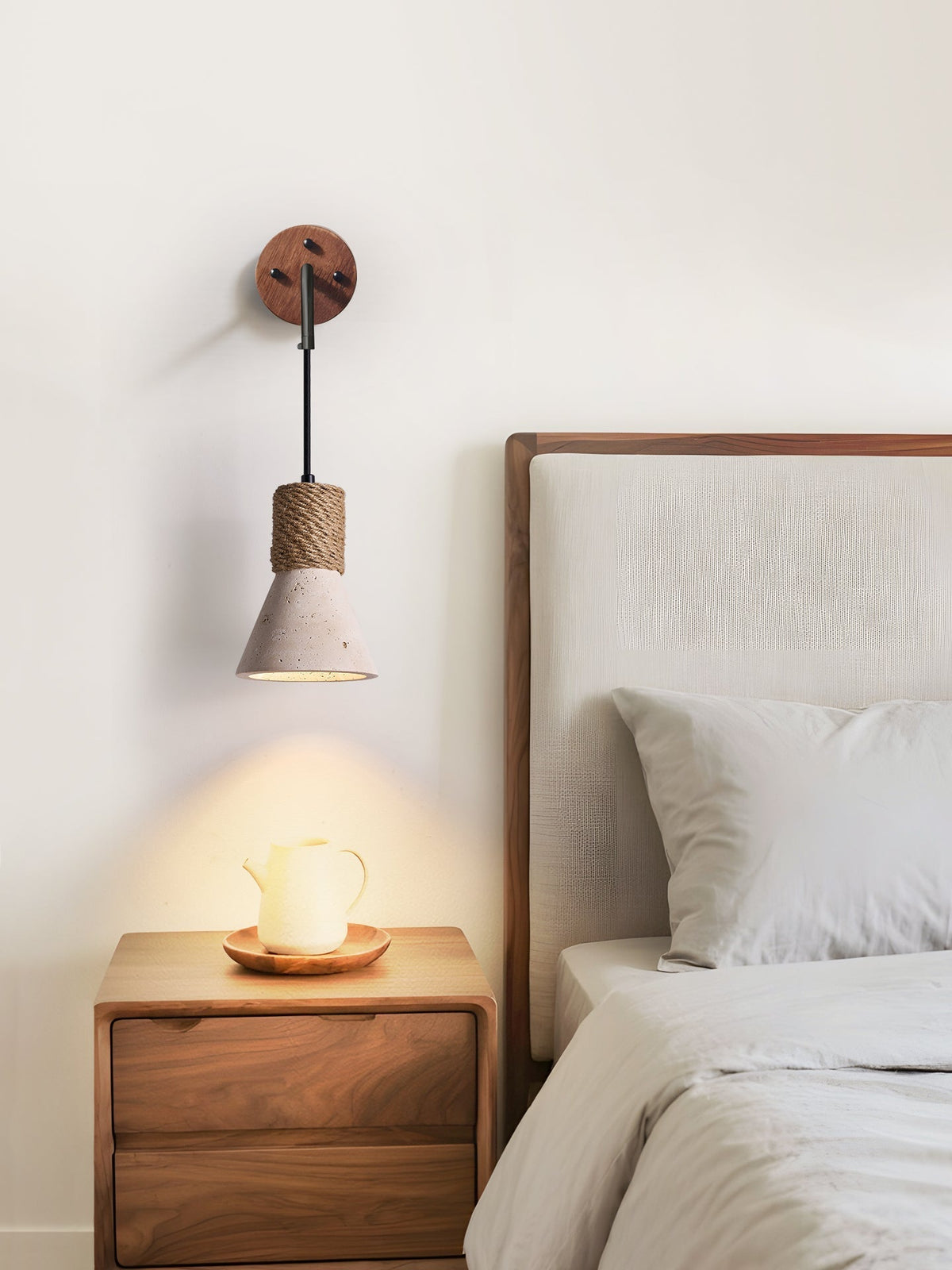 Litz aplique de pared Vintage amarillo travertino con cuerda