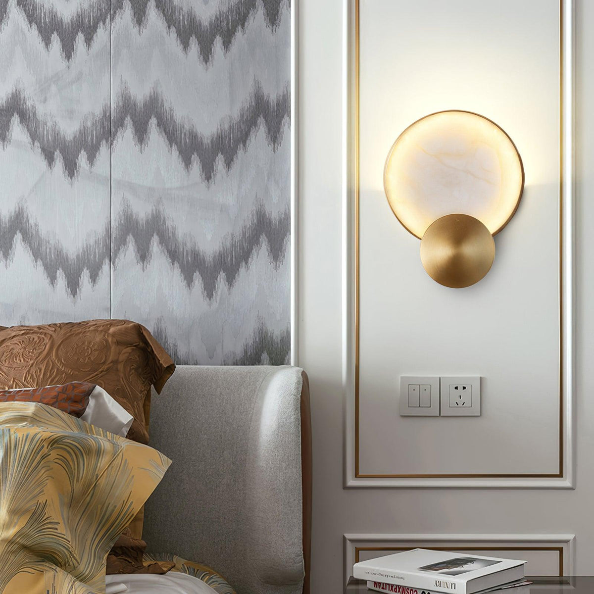 Myvelarae aplique de pared circular en alabastro