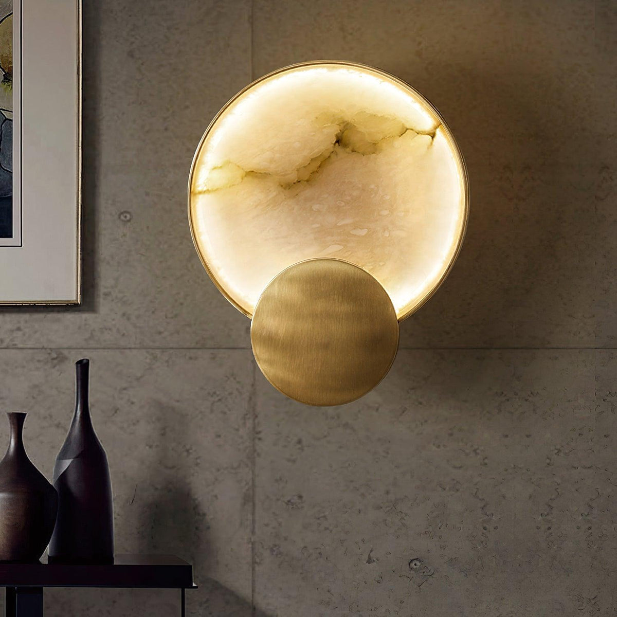 Myvelarae aplique de pared circular en alabastro