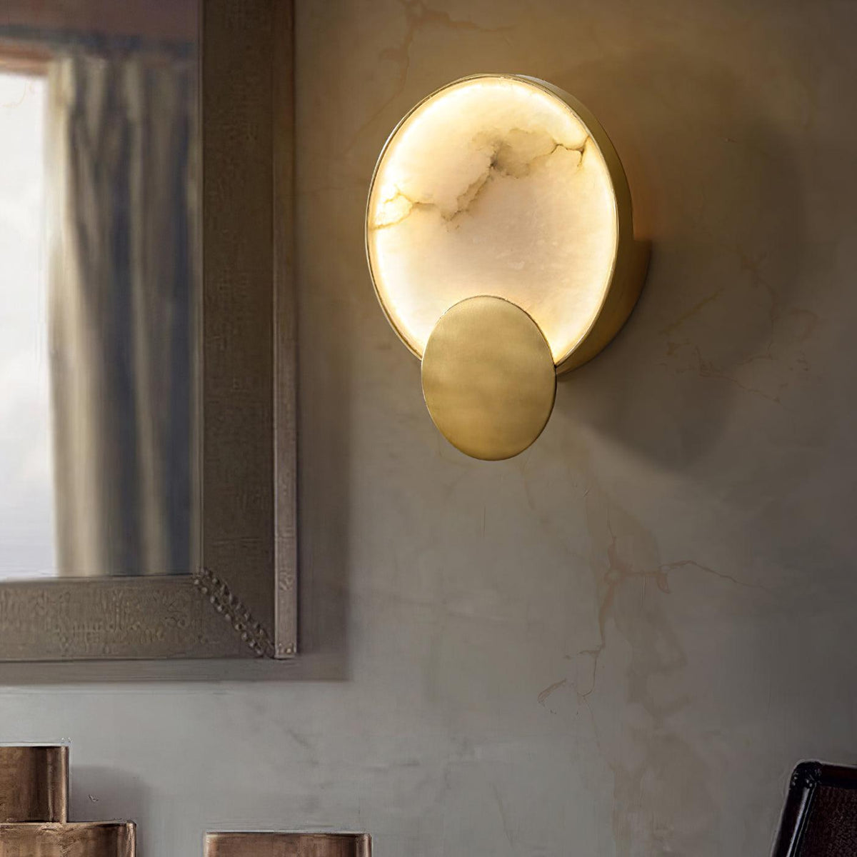 Myvelarae aplique de pared circular en alabastro