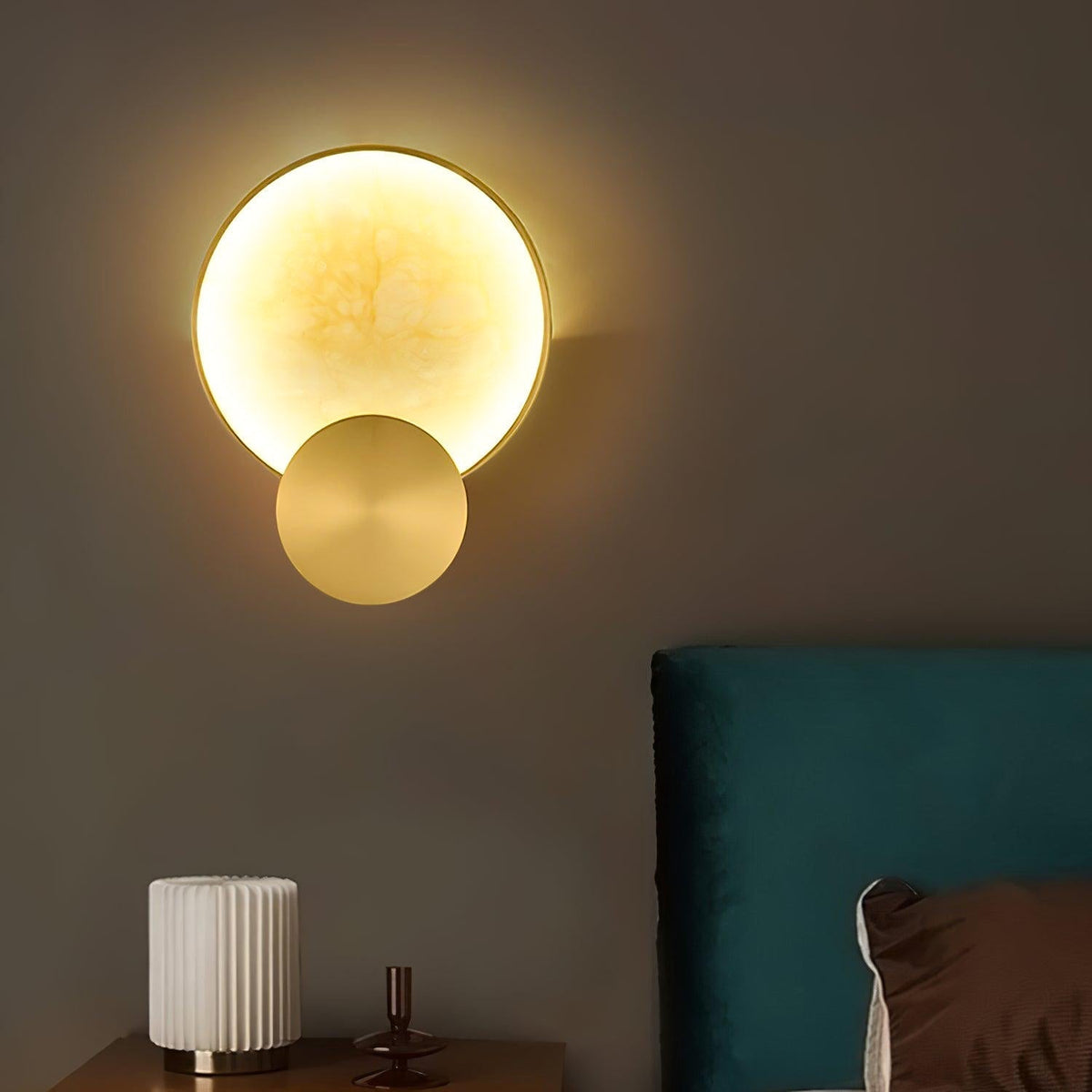 Myvelarae aplique de pared circular en alabastro