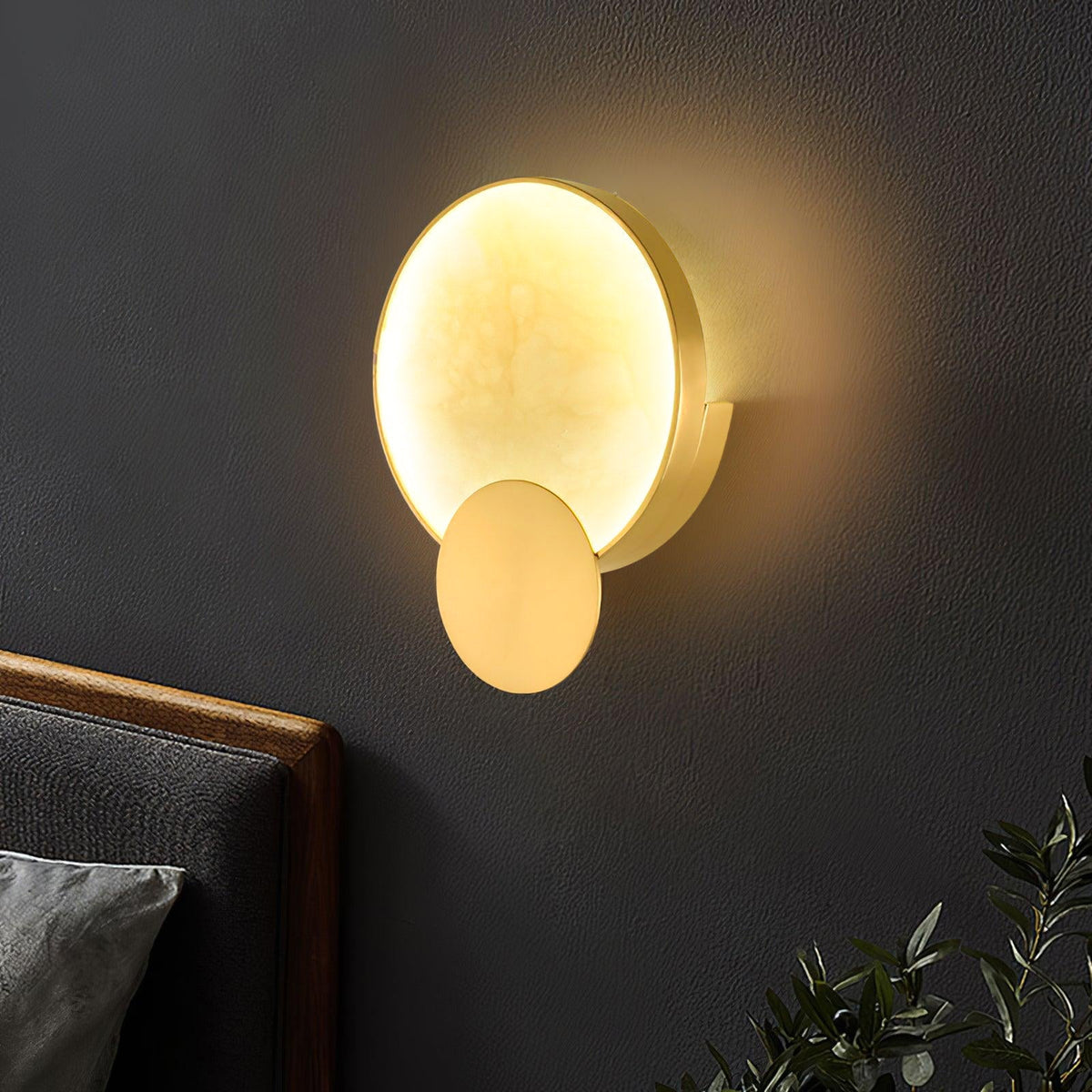 Myvelarae aplique de pared circular en alabastro