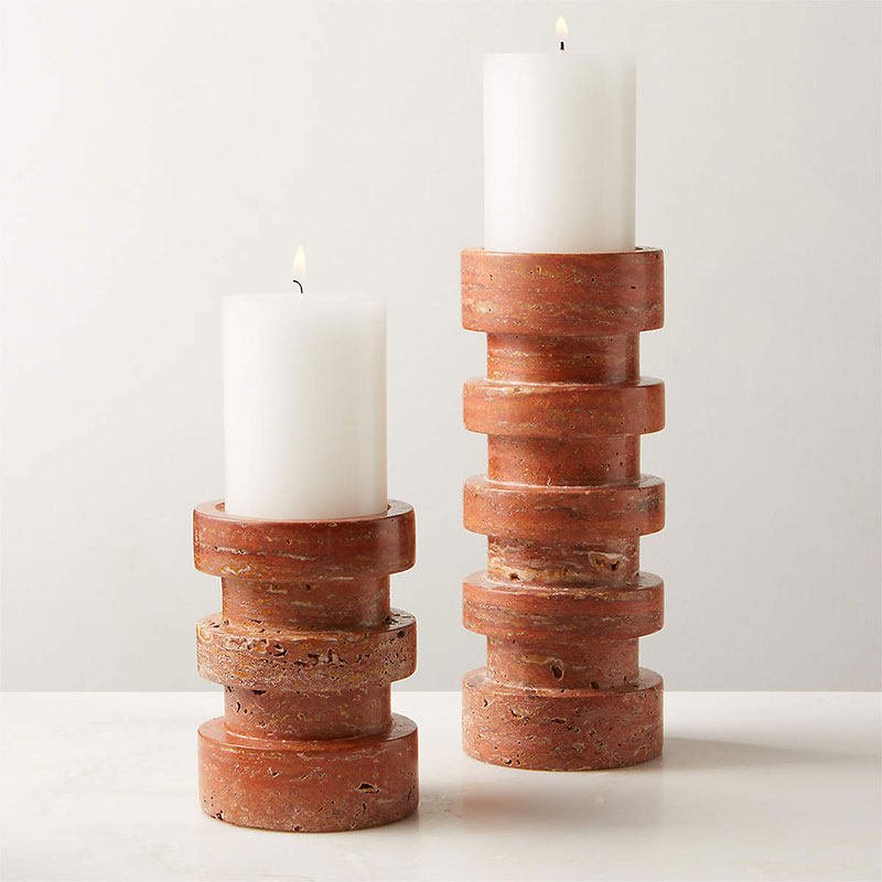 Petenena Soporte de velas de piedra terracota