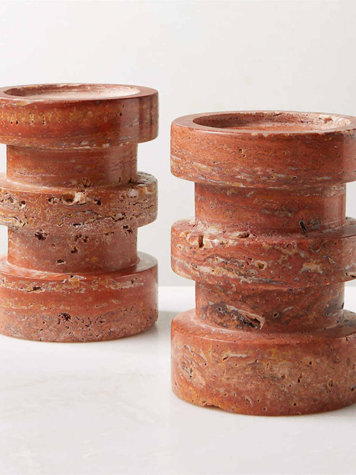 Petenena Soporte de velas de piedra terracota
