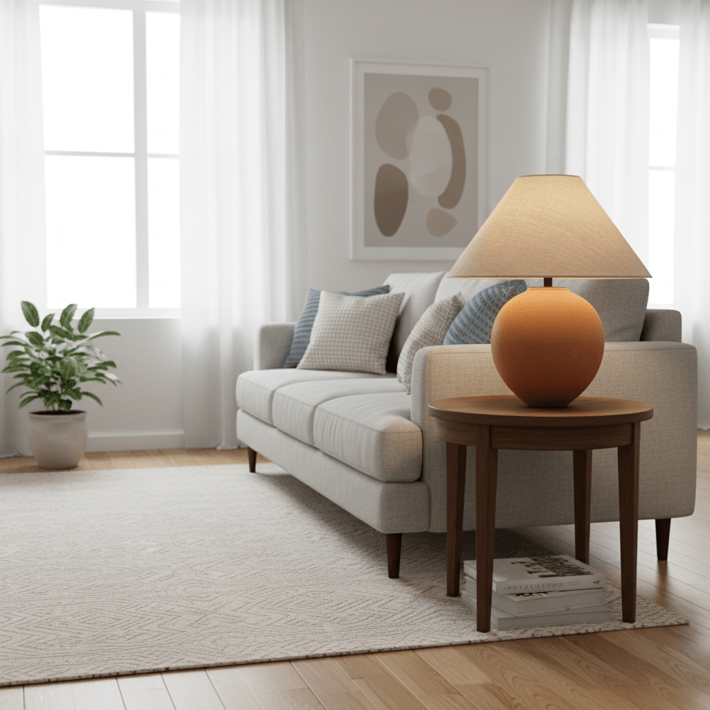 Terracotta lámpara de mesa en cerámica