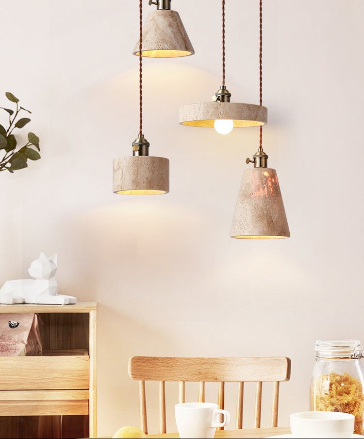 Ralv lámpara colgante minimalista en travertino amarillo