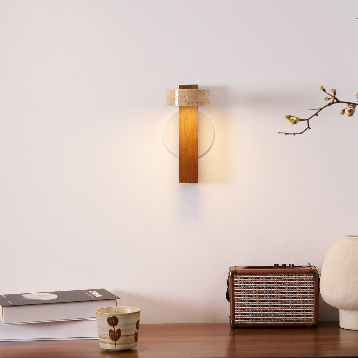 Tavalina aplique de pared Cylinder-Stack travertino