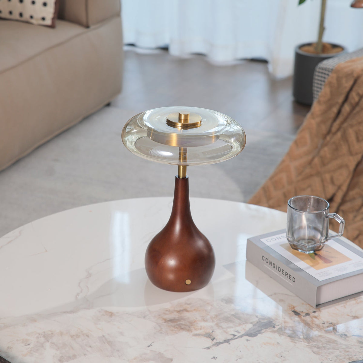 Airdes lámpara de mesa de madera vintage