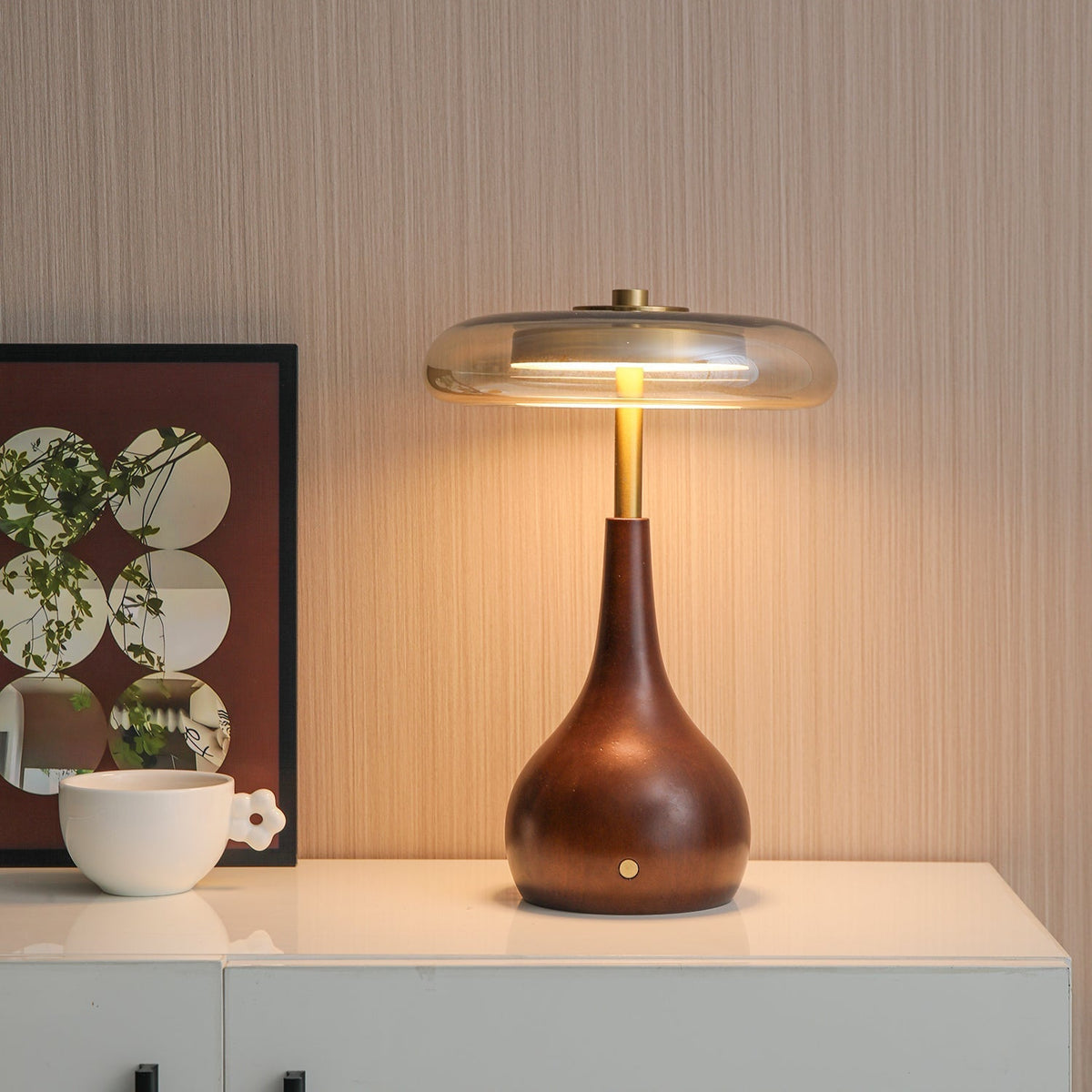 Airdes lámpara de mesa de madera vintage