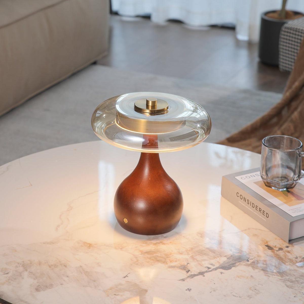 Airdes lámpara de mesa de madera vintage