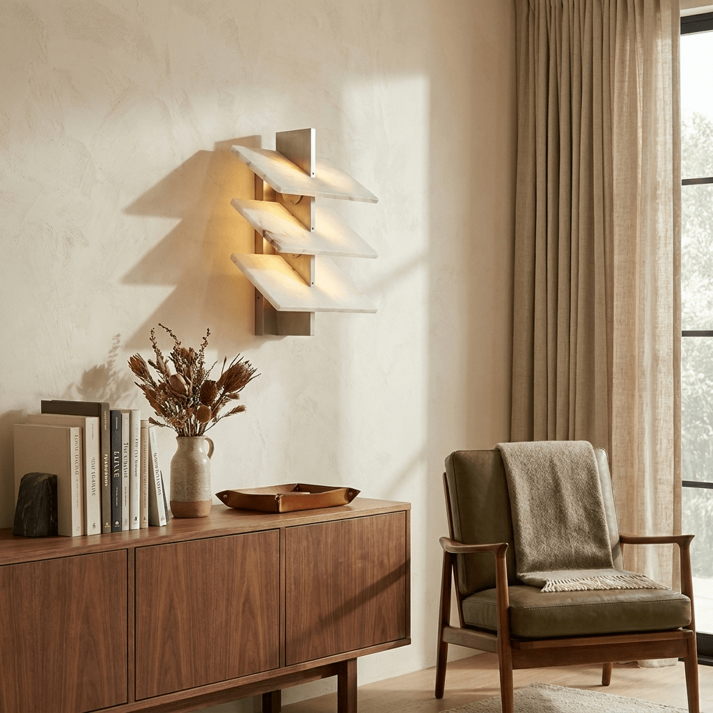 Tiered aplique de pared alabastro escalonado
