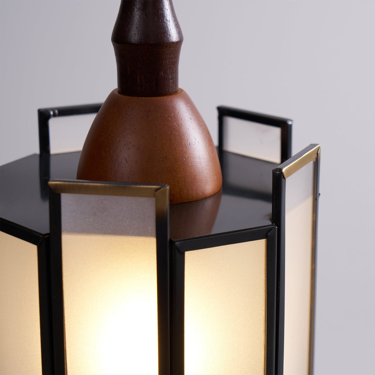 Creshen lámpara colgante de madera y vidrio vintage