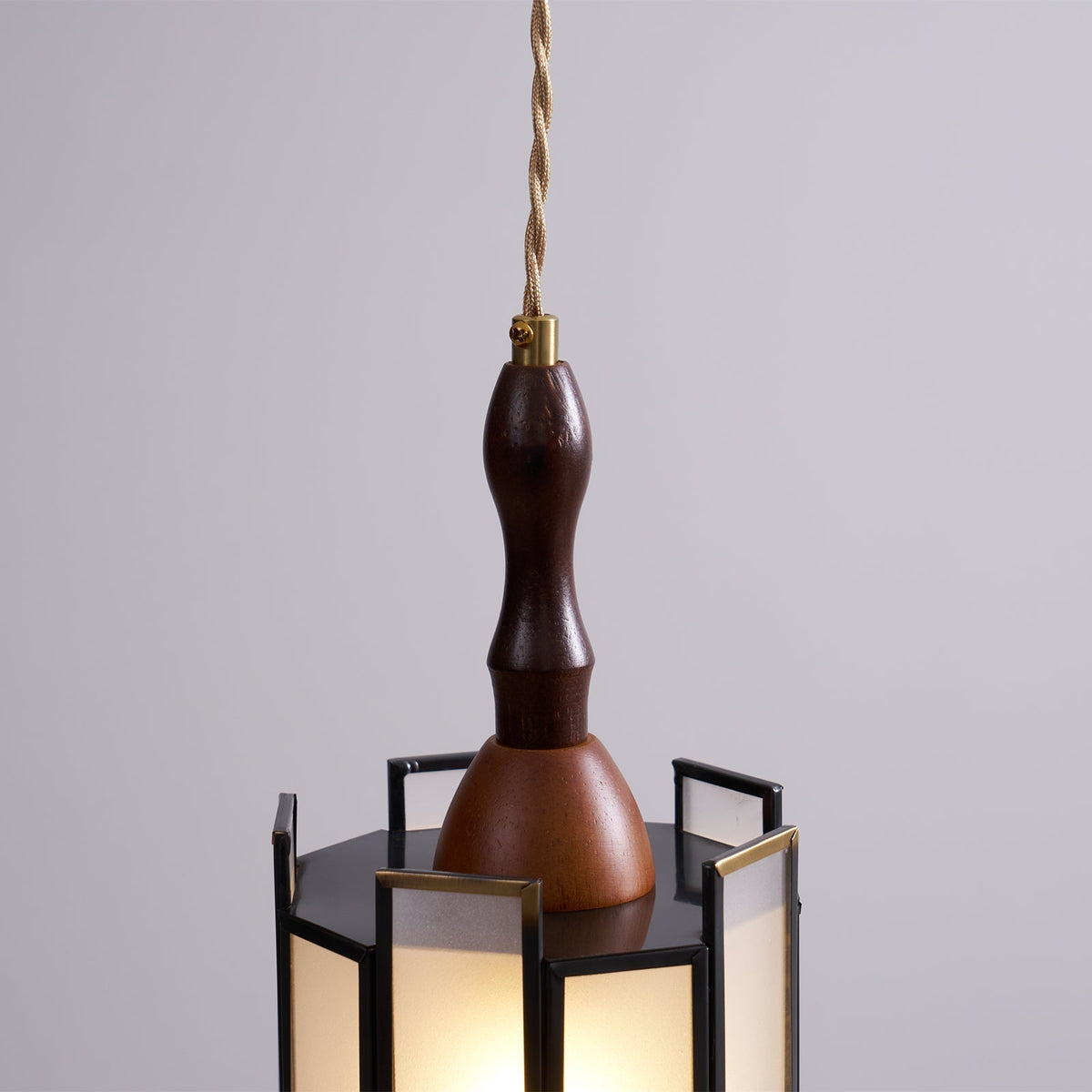 Creshen lámpara colgante de madera y vidrio vintage