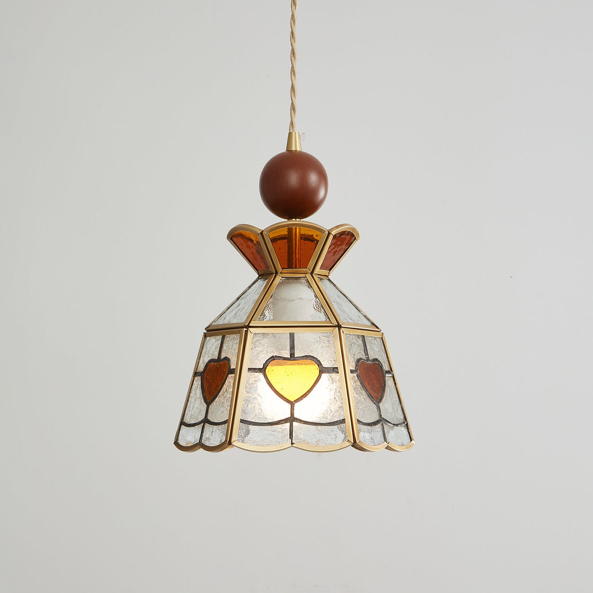 Creshen lámpara colgante de madera y vidrio vintage