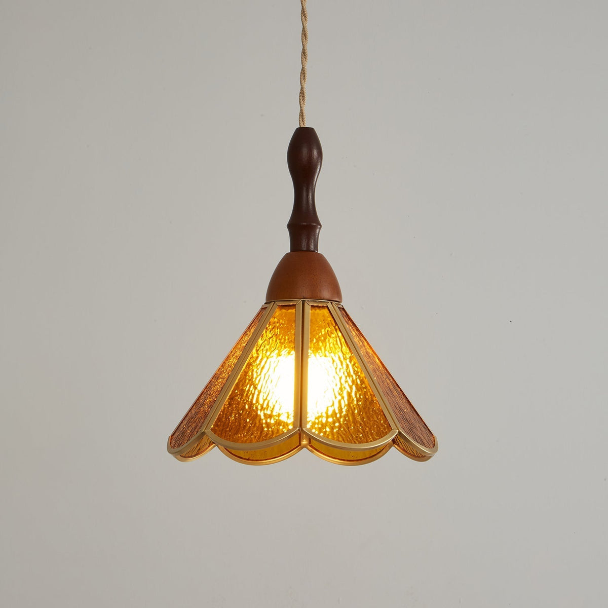 Creshen lámpara colgante de madera y vidrio vintage