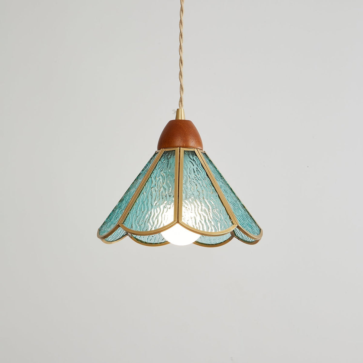 Creshen lámpara colgante de madera y vidrio vintage