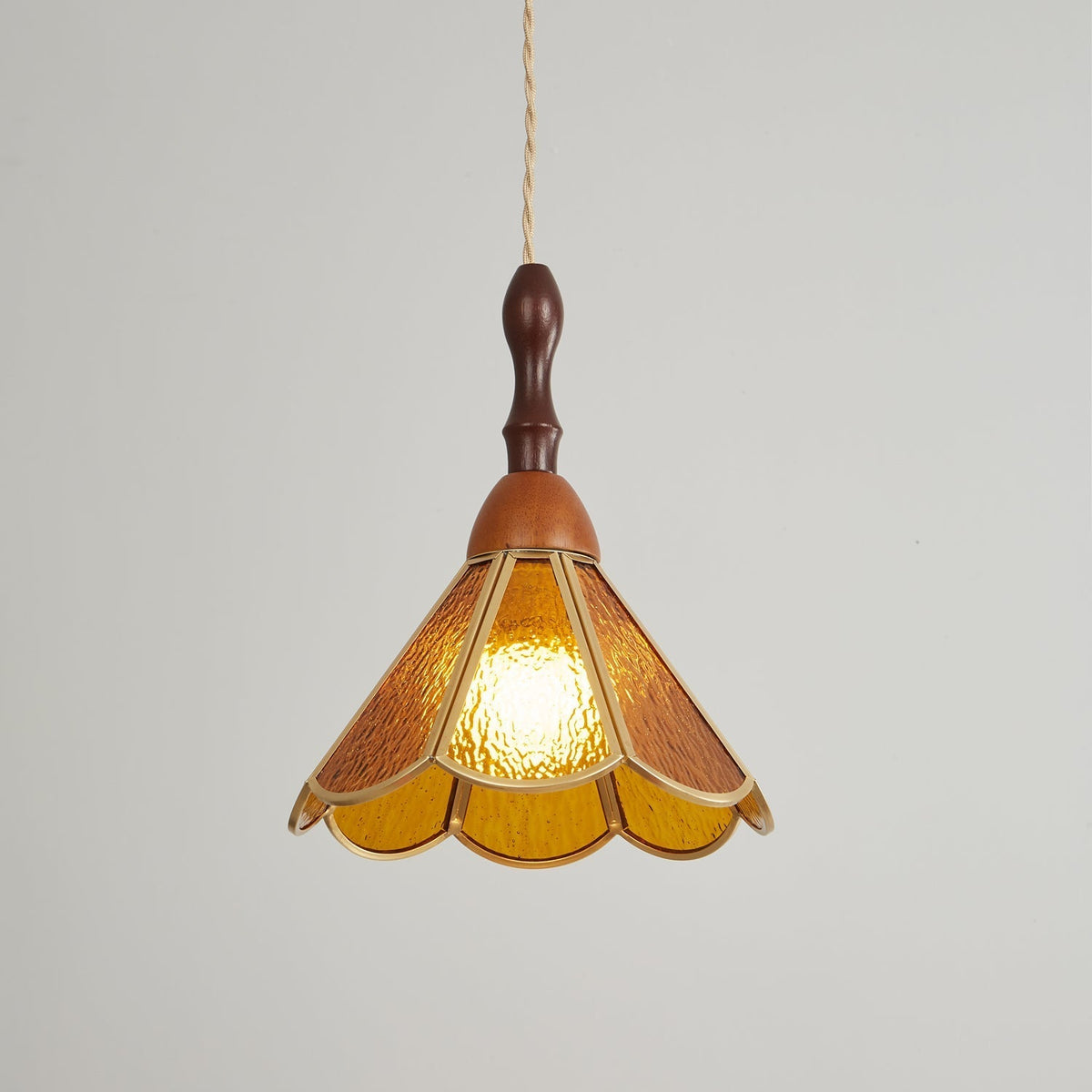 Creshen lámpara colgante de madera y vidrio vintage