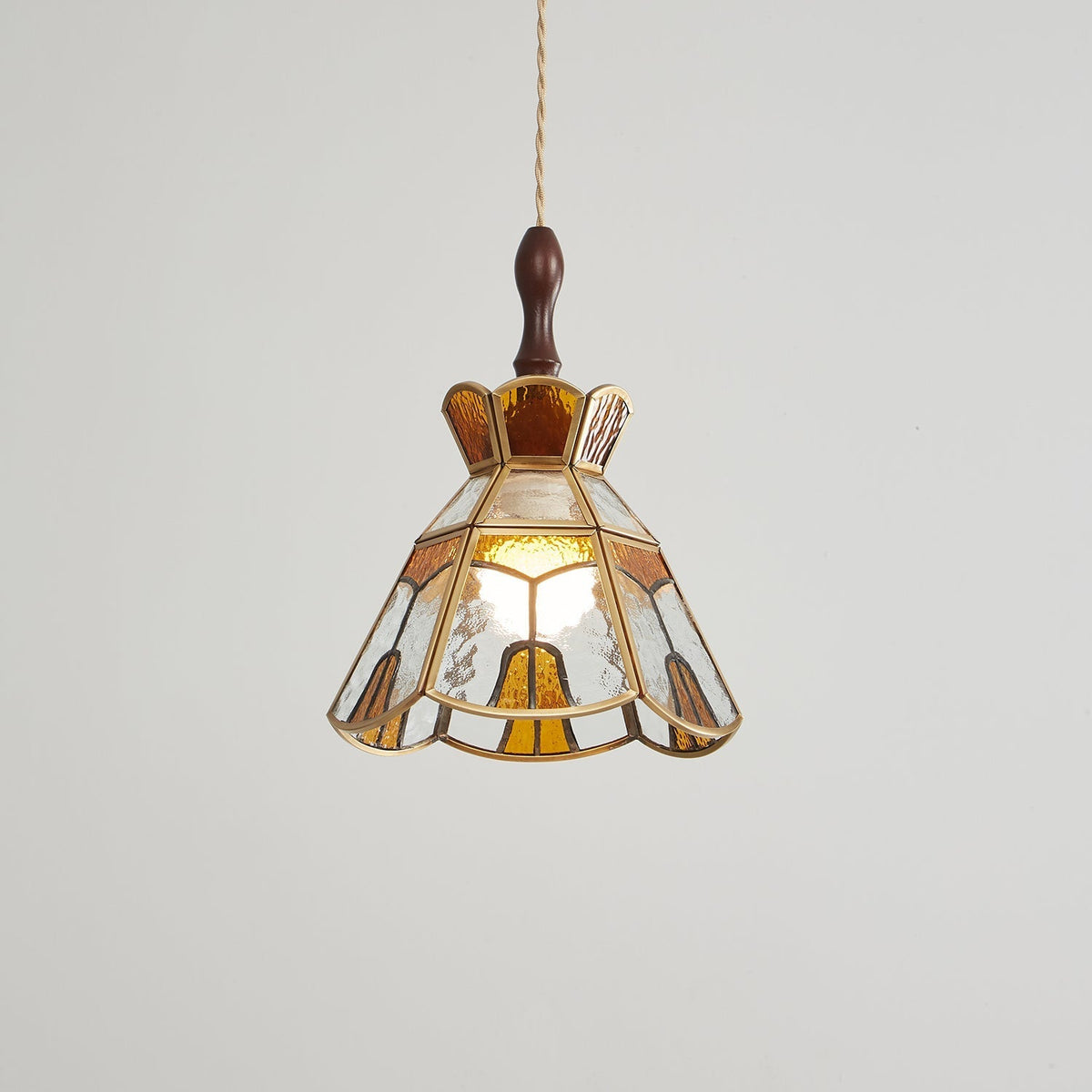 Creshen lámpara colgante de madera y vidrio vintage