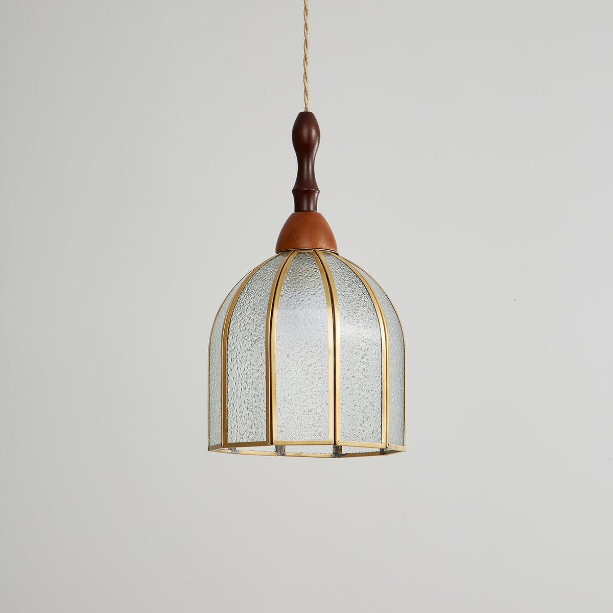Creshen lámpara colgante de madera y vidrio vintage