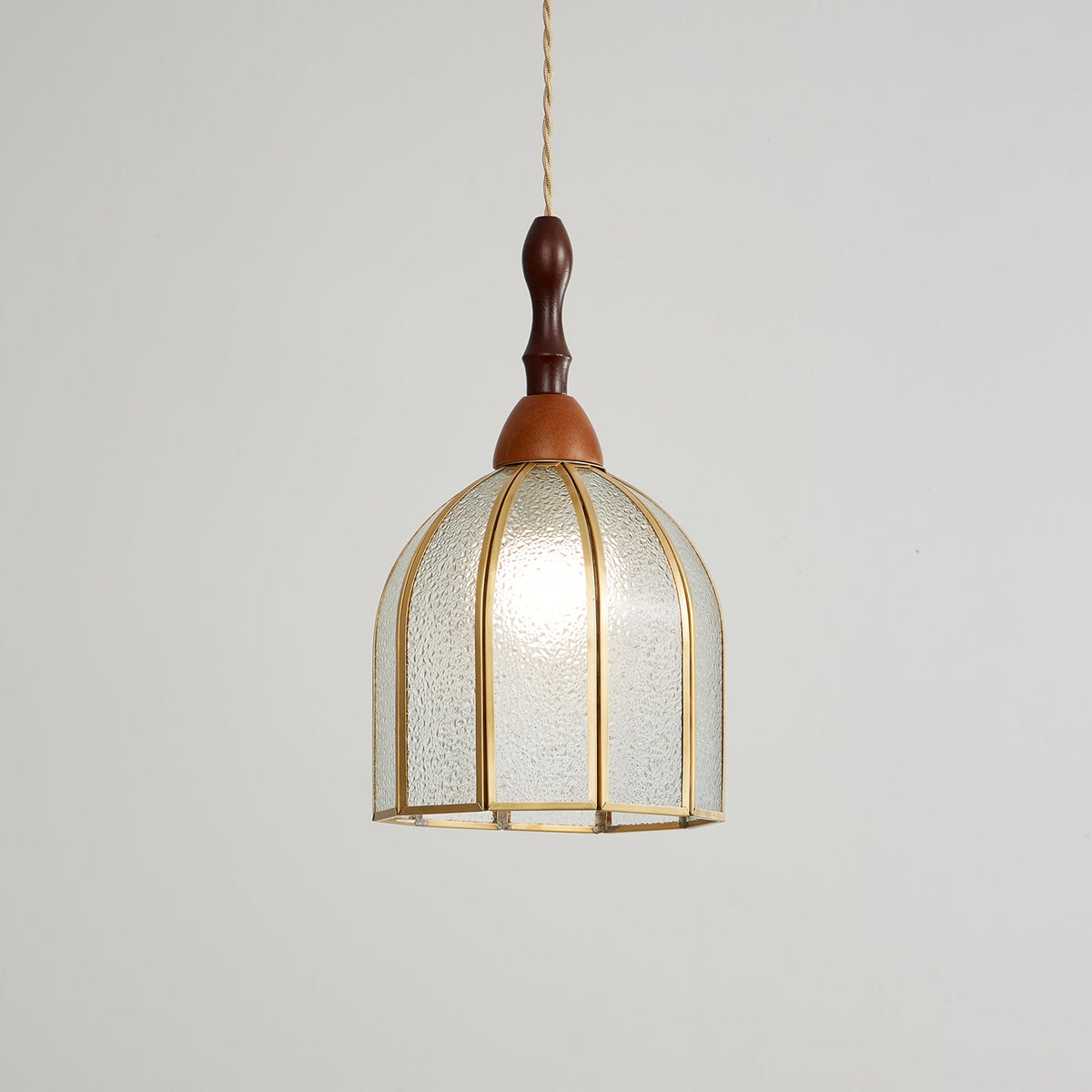 Creshen lámpara colgante de madera y vidrio vintage