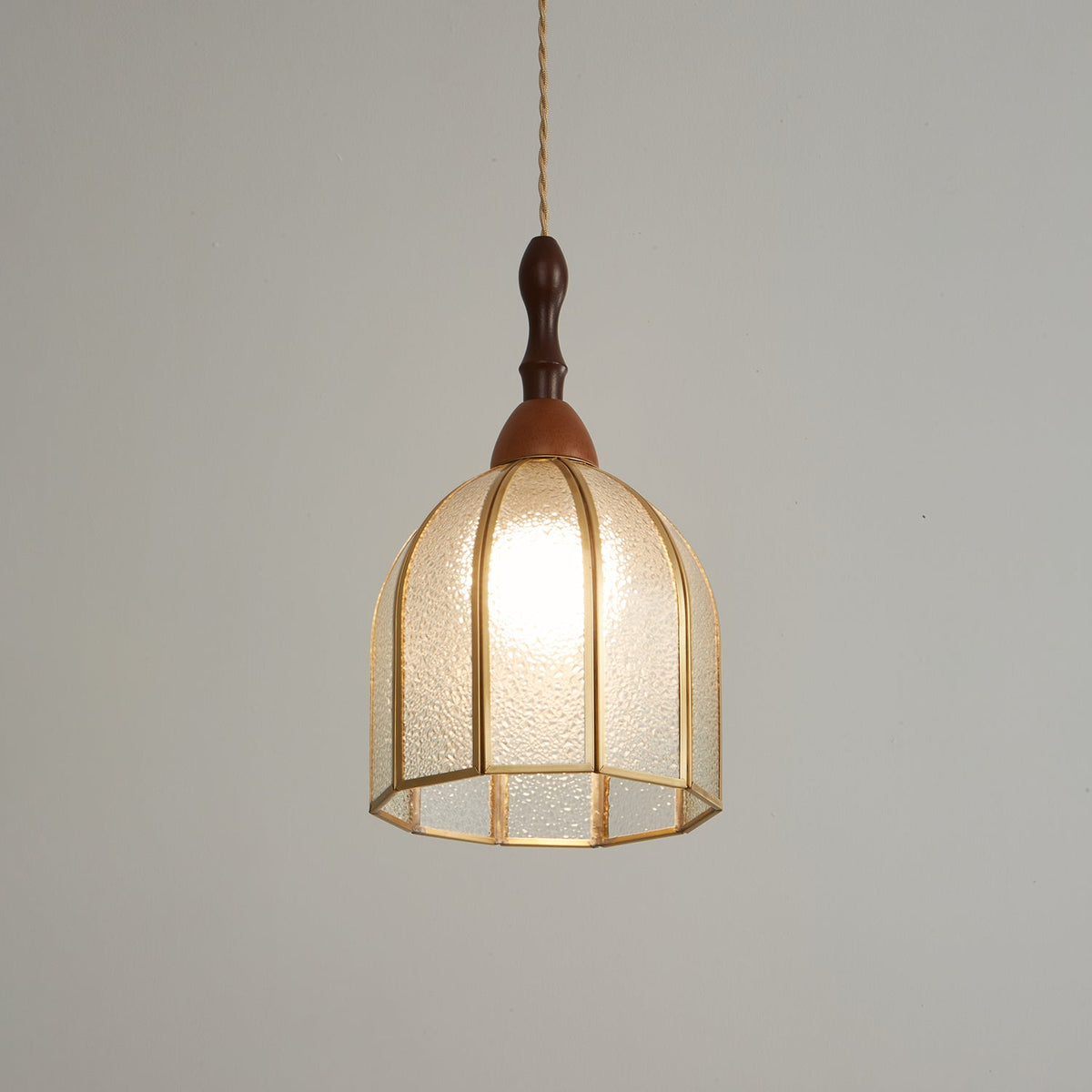 Creshen lámpara colgante de madera y vidrio vintage