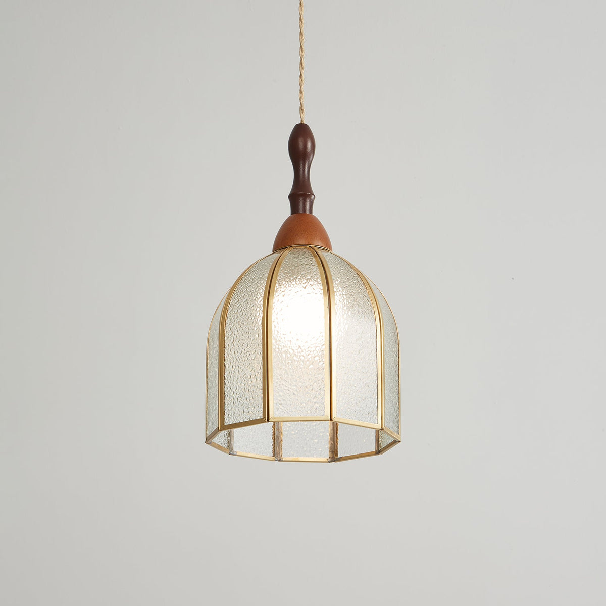 Creshen lámpara colgante de madera y vidrio vintage